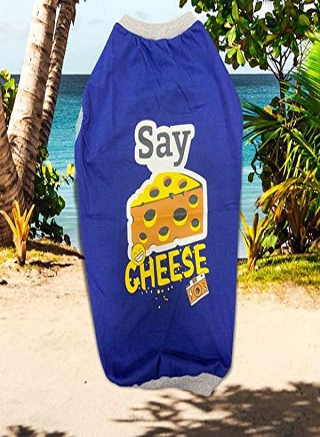 CHOOSTIX Summer Dog T-Shirt, Say Cheese, Royal Blue, 14", 150g - Image 2